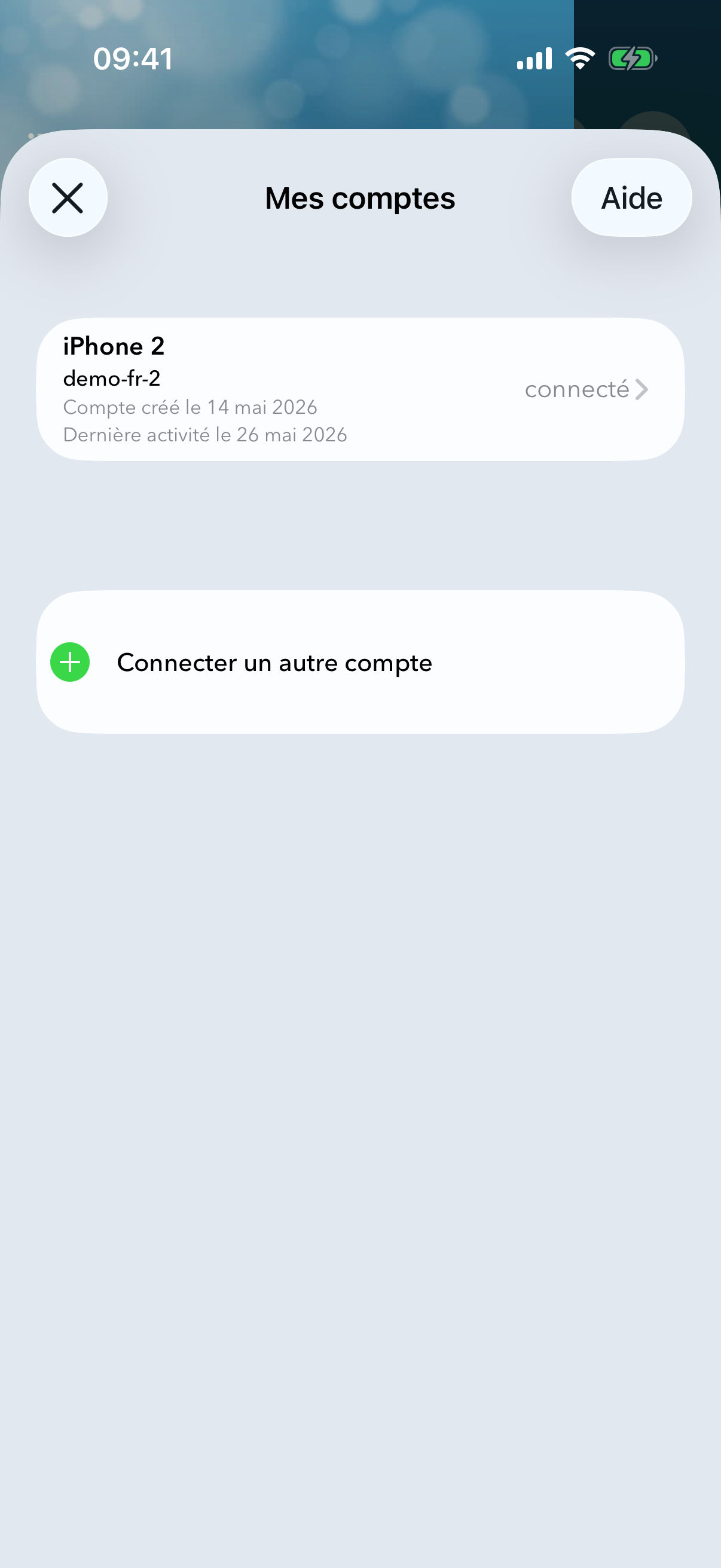 Option « Connecter un autre compte » mise en évidence.